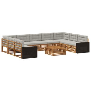 vidaXL Ensemble de canapés d'extérieur 10 pc Naturel et gris clair