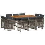 vidaXL Ensemble à manger de jardin 11Pièces avec coussins gris poly rotin