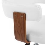 Chaise fauteuil siège pivotante de bureau informatique étude bois courbé et similicuir blanc 02_0024083