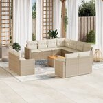 vidaXL Salon de jardin avec coussins 12 Pièces beige résine tressée