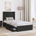 vidaXL Lit de Rangement avec tiroir Noir 90 x 190 cm Bois d'ingénierie