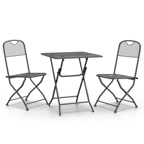 vidaXL Mobilier à dîner de jardin 3 Pièces Maille Métal Anthracite
