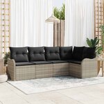 vidaXL Ensemble de canapé de jardin 5 Pièces Gris clair Poly rotin