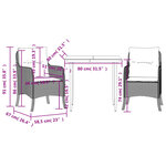 vidaXL Ensemble à manger de jardin 3 Pièces et coussins marron poly rotin