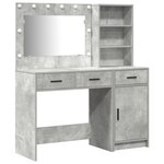 Set coiffeuse 2 pièces avec LED en bois d'ingénierie gris béton