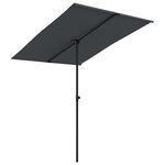 vidaXL Parasol de jardin avec mât en aluminium 2x1 5 m Noir