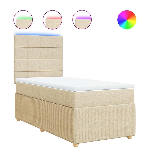 vidaXL Sommier à lattes de lit et matelas Crème 90x190 cm Tissu