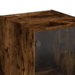 vidaXL Buffet avec porte en verre chêne fumé 35x37x142 cm