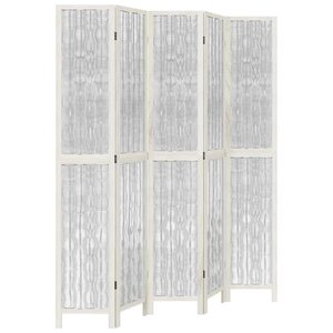 vidaXL Cloison de séparation 5 panneaux blanc bois de paulownia massif