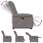 vidaXL Fauteuil inclinable de massage Taupe Tissu