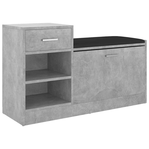vidaXL Banc à chaussures Gris béton 94 5x31x57 cm Aggloméré