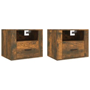 vidaXL Tables de chevet murales 2 Pièces Chêne fumé 50x36x40 cm