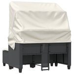 vidaXL Canapé de jardin 2 places avec auvent et tabourets noir rotin