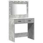 Ensemble de coiffeuse 2 pièces avec LED en bois d'ingénierie gris béton