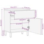 vidaXL Cabinet de chevet Blanc 50 x 33 x 60 cm Bois de mangue massif