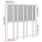 vidaXL Cloison de séparation 6 panneaux marron foncé paulownia massif