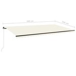 vidaXL Auvent manuel rétractable 600x350 cm Crème