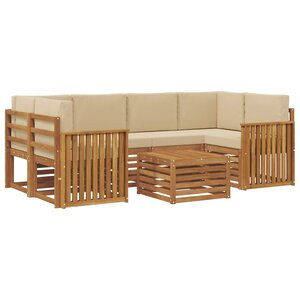 vidaXL Ensemble de canapés d'extérieur 7 Pièces Naturel et Beige