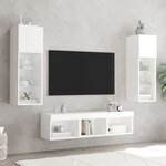 vidaXL Unités murales TV avec LED 5 Pièces blanc bois d'ingénierie