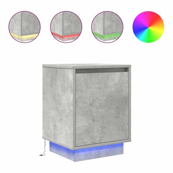 vidaXL Tables de chevet avec lumières LED 2 Pièces gris béton 38x34x50 cm