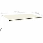 vidaXL Auvent manuel rétractable avec LED 600x350 cm Crème