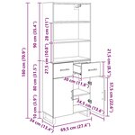 vidaXL Haut Armoire Bois ancien 69 5 x 34 x 180 cm Bois d'ingénierie