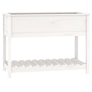vidaXL Jardinière avec étagère Blanc 111 5x54x81 cm Bois massif de pin