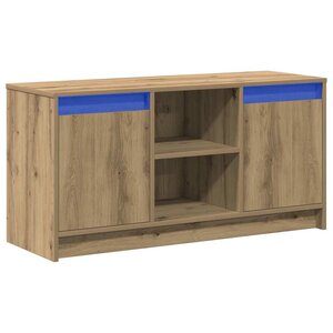vidaXL Meuble TV avec éclairage LED en chêne artisanal  dimensions 100x34x50 cm  fabriqué en bois d'ingénierie.