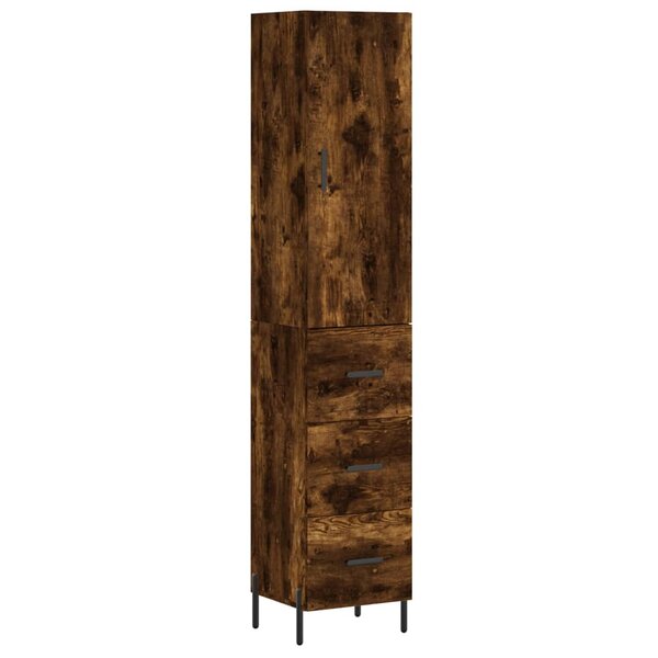 vidaXL Buffet haut Chêne fumé 34 5x34x180 cm Bois d'ingénierie
