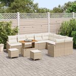 vidaXL Ensemble de canapé de jardin avec coussin 12 Pièces Beige et crème