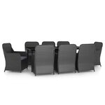 vidaXL Ensemble à manger de jardin avec coussins 9 Pièces noir