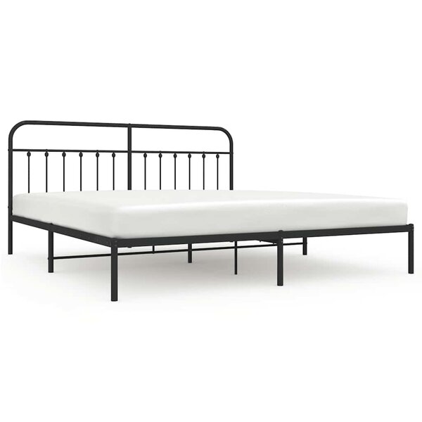 vidaXL Cadre de lit métal sans matelas avec tête de lit noir 200x200cm