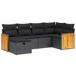 vidaXL Salon de jardin 6 Pièces avec coussins noir résine tressée