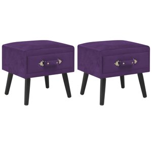 vidaXL Tables de chevet 2 Pièces Violet foncé 40x35x40 cm Velours