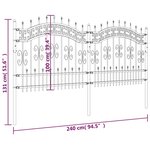 vidaXL Clôture de jardin avec sommet de lance Noir 140 cm