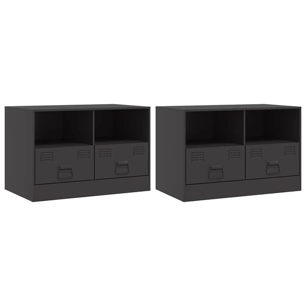 vidaXL Meubles TV 2 Pièces noir 67x39x44 cm acier