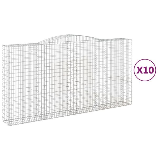 vidaXL Paniers à gabions arqués 10 Pièces 400x50x200/220 cm Fer galvanisé