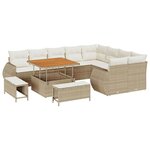 vidaXL Ensemble de canapé de jardin 12 Pièces Beige polyrotin