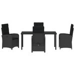 vidaXL Set de salle à manger de jardin 5 pièces avec coussins Noir Poly Rattan