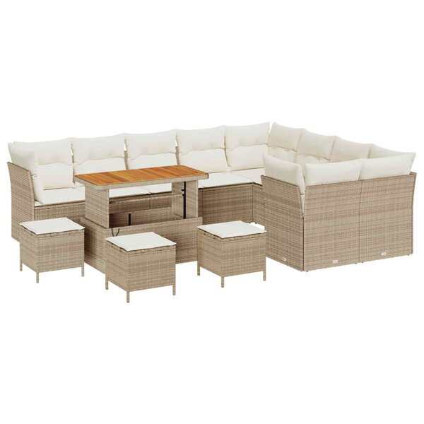 vidaXL Ensemble de canapé de jardin avec coussin 13 Pièces beige et crème
