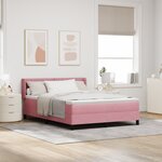 Lit à ressort avec matelas vidaXL Rose 140x200 cm Velours