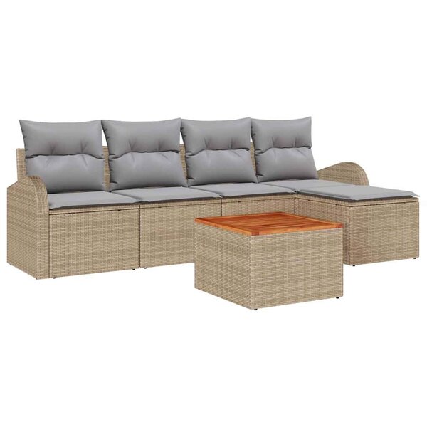 vidaXL Ensemble de canapé de jardin 6 Pièces Beige et Gris clair