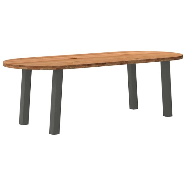 vidaXL Table à manger marron clair bois de chêne massif ovale