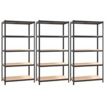 vidaXL Étagères à 5 niveaux 3Pièces Anthracite Acier et bois d'ingénierie