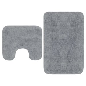 vidaXL Tapis de salle de bain 2 Pièces Tissu Gris