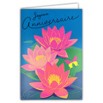 Carte FLUO Joyeux ANNIVERSAIRE avec Enveloppe 12x17 5cm - Fleurs Nénuphars Lotus