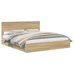 vidaXL Lit de Rangement Chêne Sonoma 180 x 200 cm Bois d'ingénierie