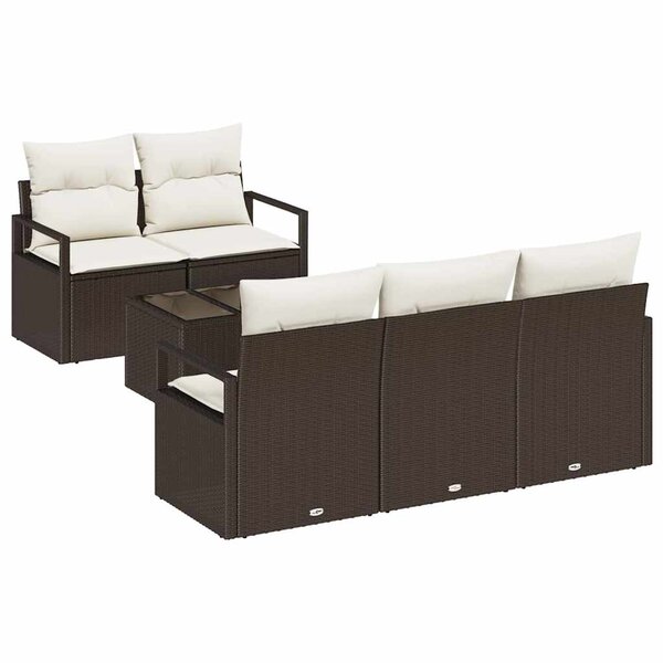 vidaXL Ensemble de Canapés 6 Pièces Marron et Crème polyrotin