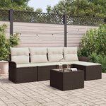 vidaXL Ensemble de canapé de jardin 6 Pièces Marron Poly rotin