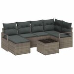 vidaXL Ensemble de canapé de jardin 7 Pièces Gris Poly rotin